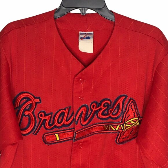 Vintage Rare Majestic Atlanta Braves MLB Red Baseball Jersey Made In USA Size XL - Picture 3 of 16